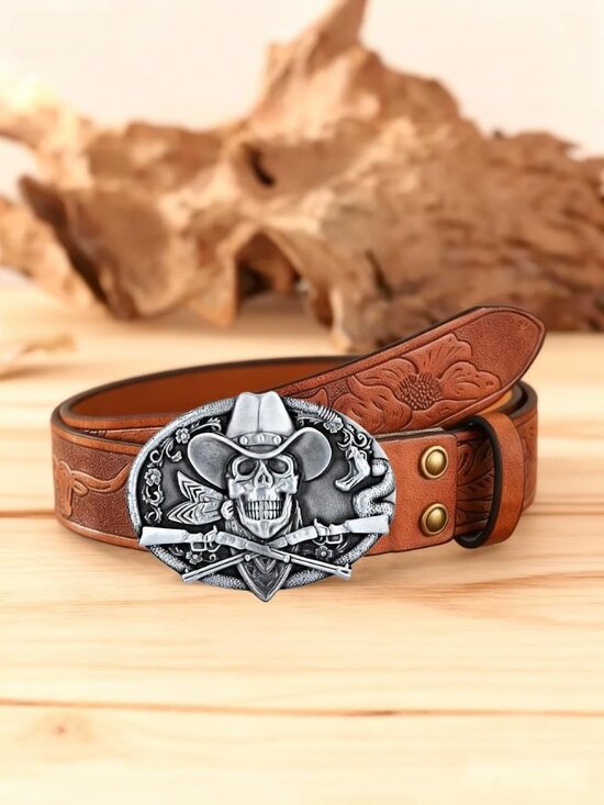 Other - Women Belt Buckle-silver Imported Cowboy Buckle Ghost Skull Western Belt